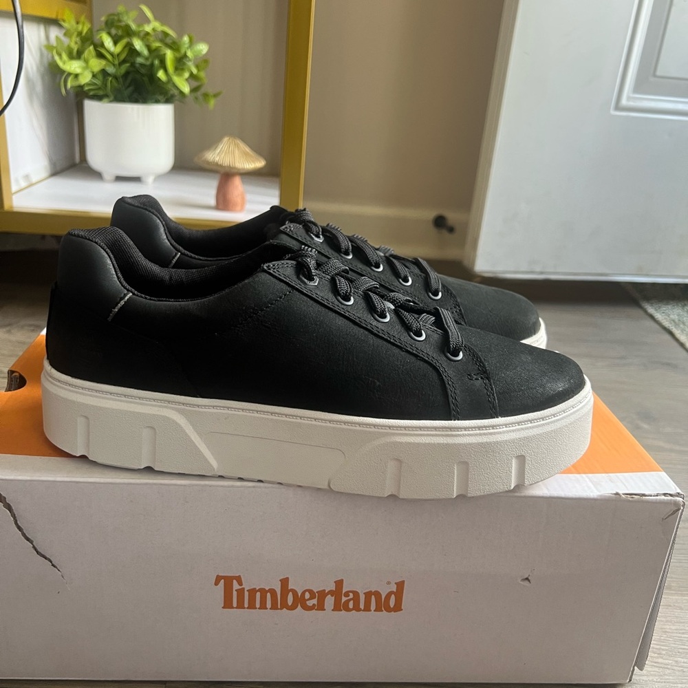 Timberland Women’s Laurel Court Low Lace Sneaker Black Nubuck Size 10 - Picture 3 of 8